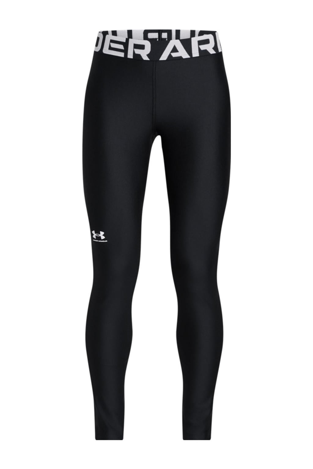 Zwart en witte jongens en meisjes Under Armour sportlegging van polyester met slim fit, elastische tailleband en logo dessin