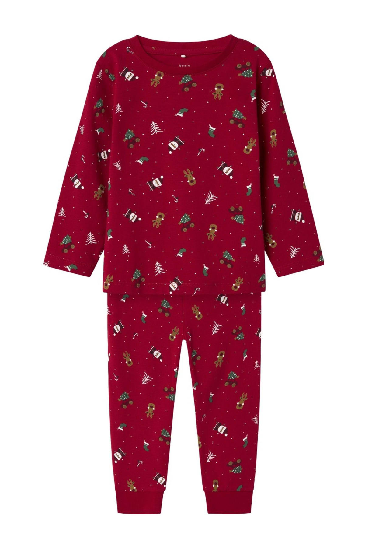 Kerstpyjama Dames - Koekemannetjes Gingerbread Man - Beige met Rood Kerstpyjama Dames - Koekemannetjes Gingerbread Man - Beige met Rood