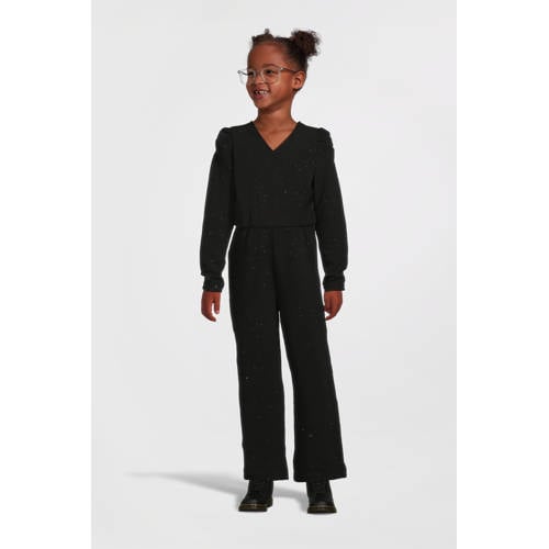 NAME IT KIDS jumpsuit NKFROKA zwart Meisjes Polyester V-hals Effen