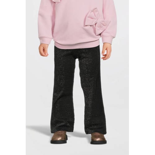 NAME IT MINI bootcut glitterbroek NMFROISIN zwart Meisjes Polyamide Effen