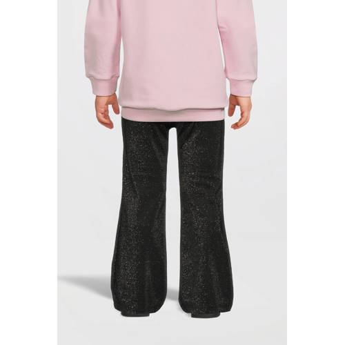 NAME IT MINI bootcut glitterbroek NMFROISIN zwart Meisjes Polyamide Effen