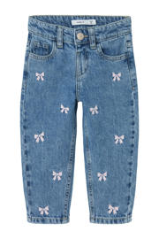 thumbnail: NAME IT MINI loose fit jeans NMFBELLA met strikjes Medium blue denim