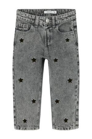 loose fit jeans NMFBELLA met sterren Medium grey denim