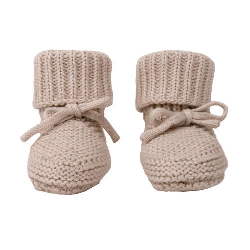Lodger gebreide baby slofjes lichtbruin Jongens/Meisjes Katoen Effen - maat 0-6 mnd afbeelding