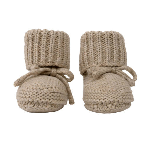 Lodger gebreide baby slofjes beige Jongens/Meisjes Katoen Effen - maat 0-6 mnd afbeelding