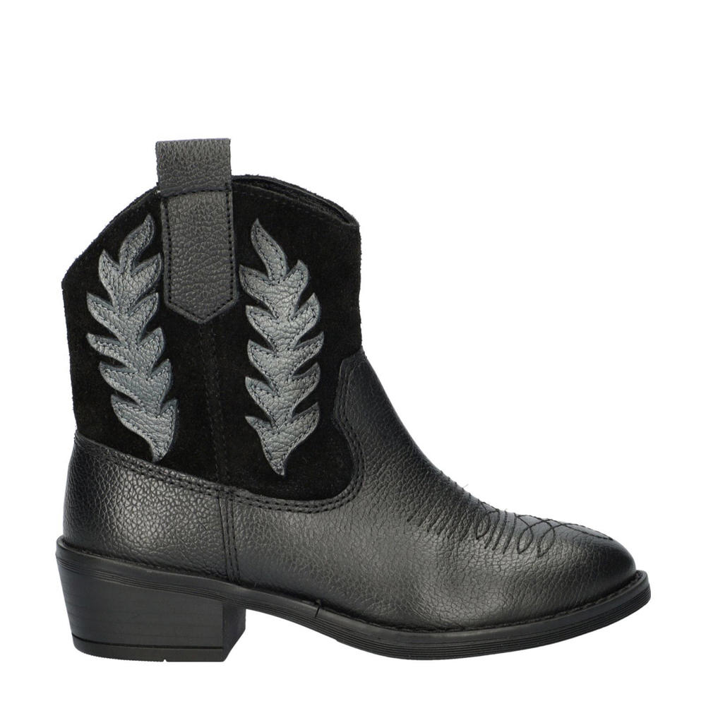 Zwarte meisjes Nelson Kids leren cowboylaarzen met ritssluiting