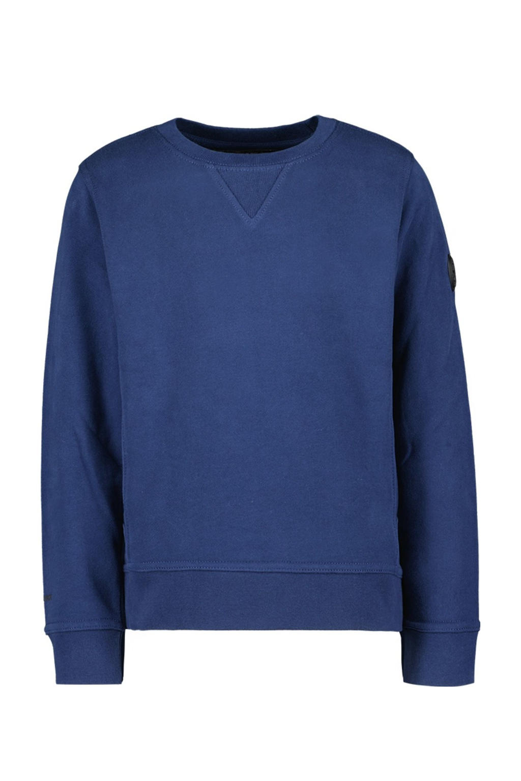 Blauwe jongens Airforce sweater met effen, lange mouwen en ronde hals