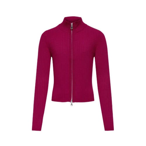 KIDS ONLY GIRL ribgebreid vest KOGELLA warm fuchsia Roze Meisjes Viscose Opstaande kraag