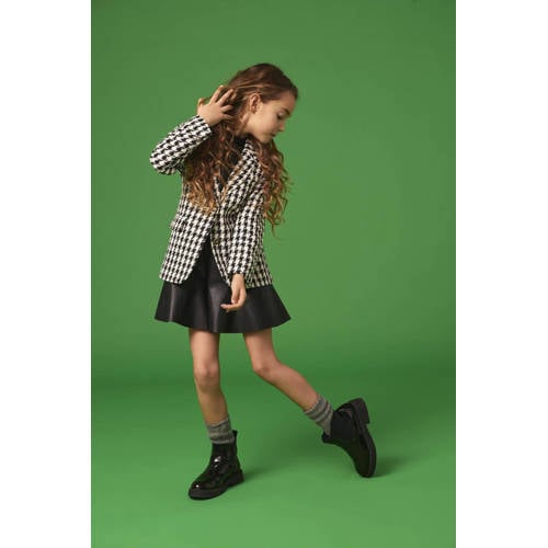KIDS ONLY GIRL blazer KOGELINOR met pied-de-poule zwart/wit Meisjes Polyester Reverskraag