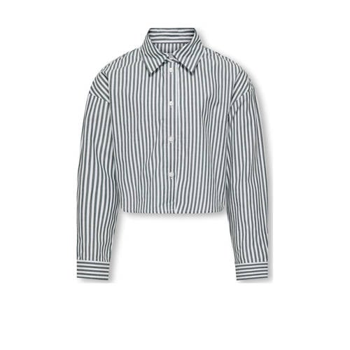 KIDS ONLY GIRL gestreepte blouse KOGGABY wit/antraciet Meisjes Katoen Klassieke kraag