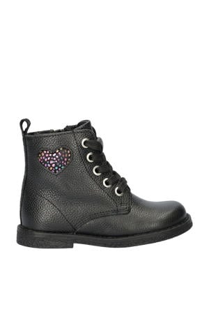 leren veterboots zwart