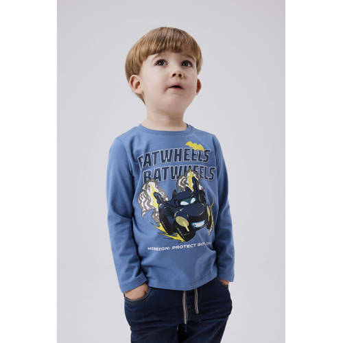 NAME IT MINI longsleeve NMMJATZY met printopdruk blauw Jongens Stretchkatoen Ronde hals - maat 104 afbeelding