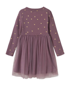 semi-transparante A-lijn jurk met hartjes