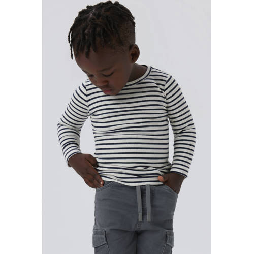 NAME IT MINI gestreepte longsleeve NMNBANI ecru/zwart Blauw Jongens Katoen Ronde hals - maat 116 afbeelding