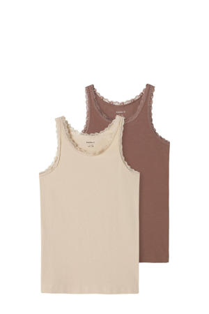hemd NKFTANK set van 2 zand/bruin