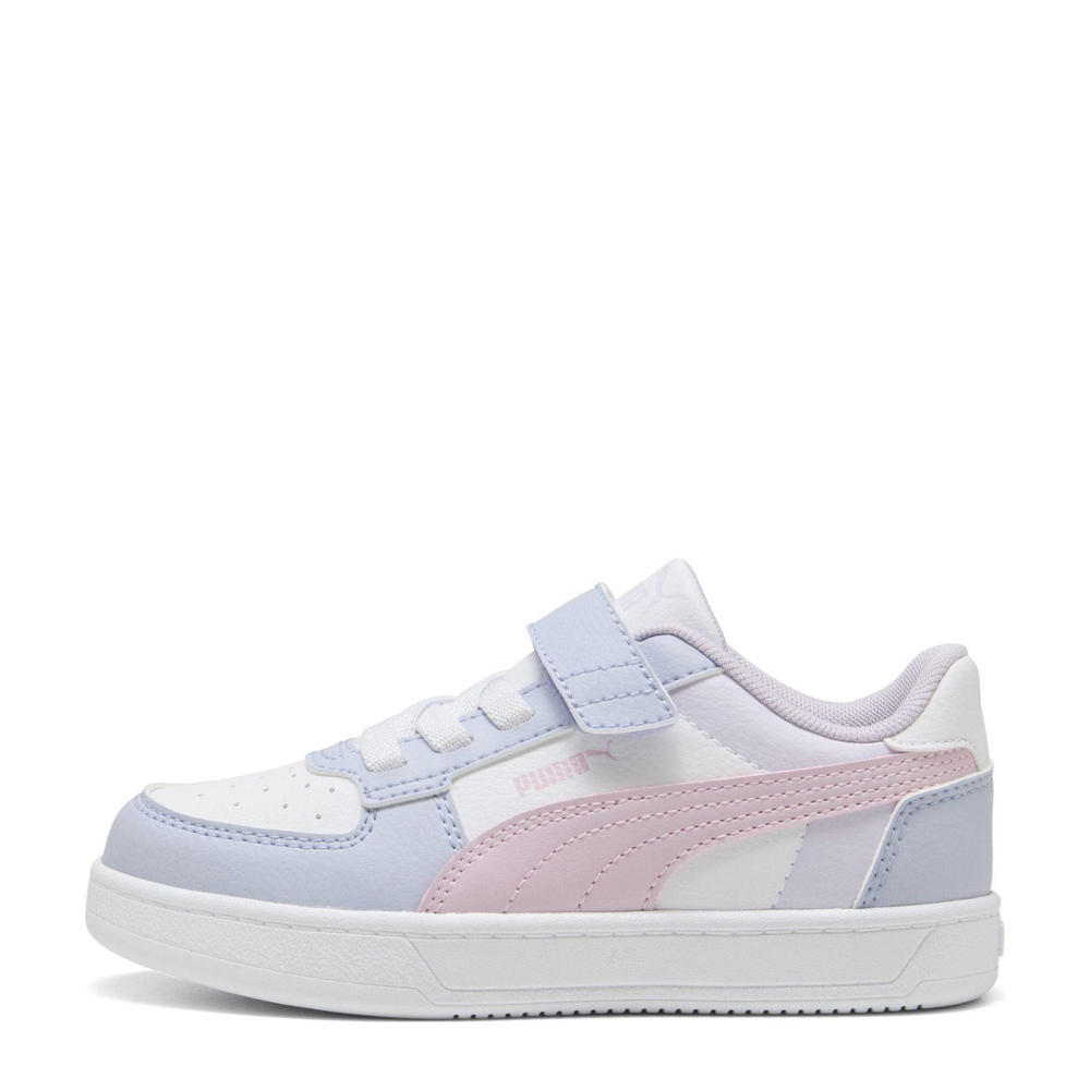 Lichtblauwe jongens en meisjes Puma Caven 2.0 Block AC+ PS sneakers van imitatieleer met elastische veter- met klittenbandsluiting