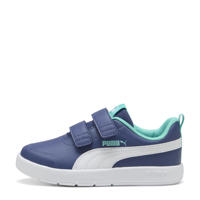 thumbnail: Blauw, wit en aqua jongens en meisjes Puma Courtflex V3 V sneakers van imitatieleer/voering: mesh/voetbed: eva met klittenband