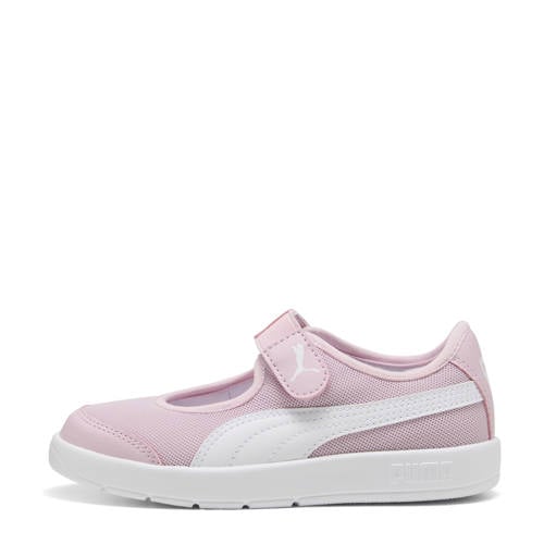 Puma Courtflex V3 Lina V sneakers met opening en klittenband roze/wit Meisjes Mesh