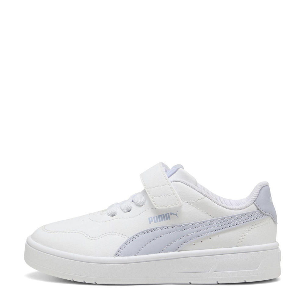 Wit en lichtblauwe jongens en meisjes Puma Court Lally sneakers van imitatieleer/voering: mesh/voetbed: eva met elastische veter- met klittenbandsluiting