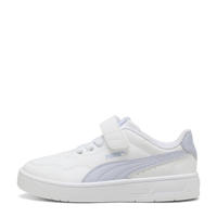 thumbnail: Wit en lichtblauwe jongens en meisjes Puma Court Lally sneakers van imitatieleer/voering: mesh/voetbed: eva met elastische veter- met klittenbandsluiting