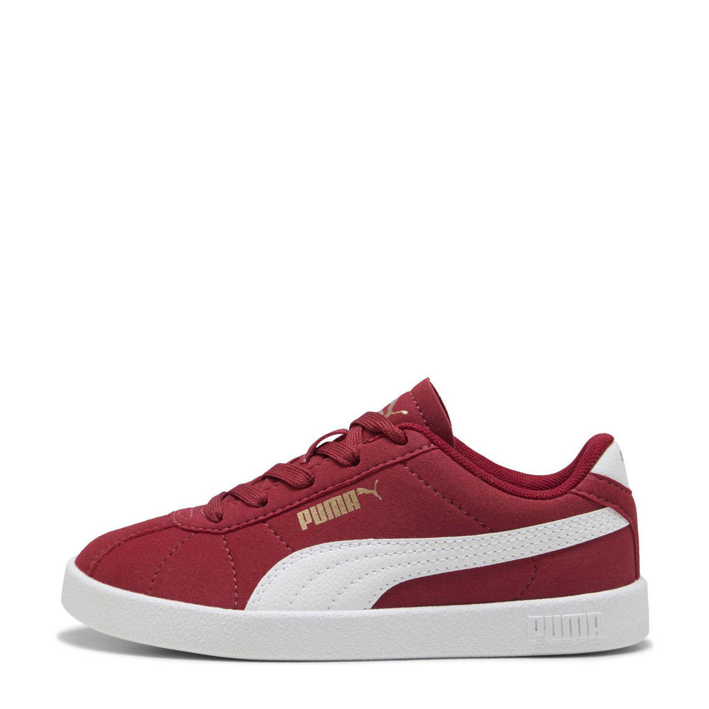 Donkerrood en witte jongens en meisjes Puma Club II sneakers van imitatieleer/voering: mesh/voetbed: eva met veters