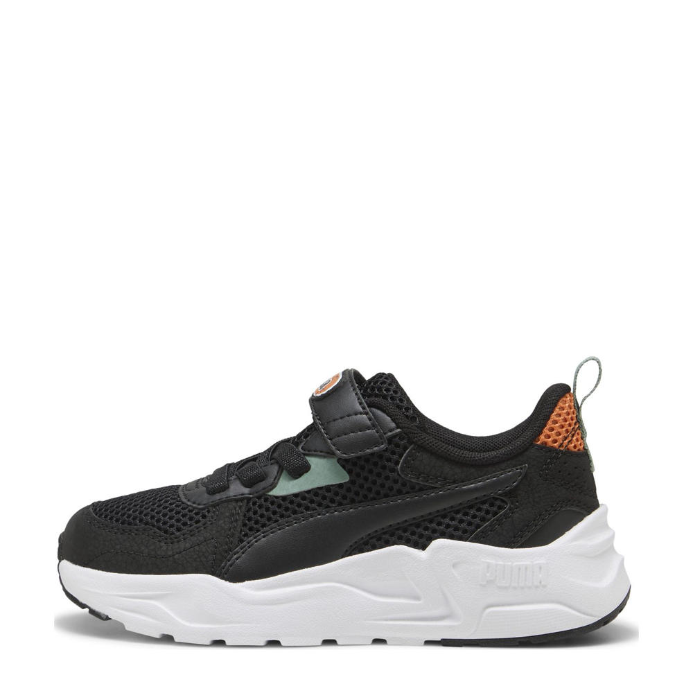 Zwart, groen en oranje jongens en meisjes Puma Trinity Lite MID 90s sneakers van mesh-pu/voering: mesh/voetbed: eva met elastische veter- met klittenbandsluiting