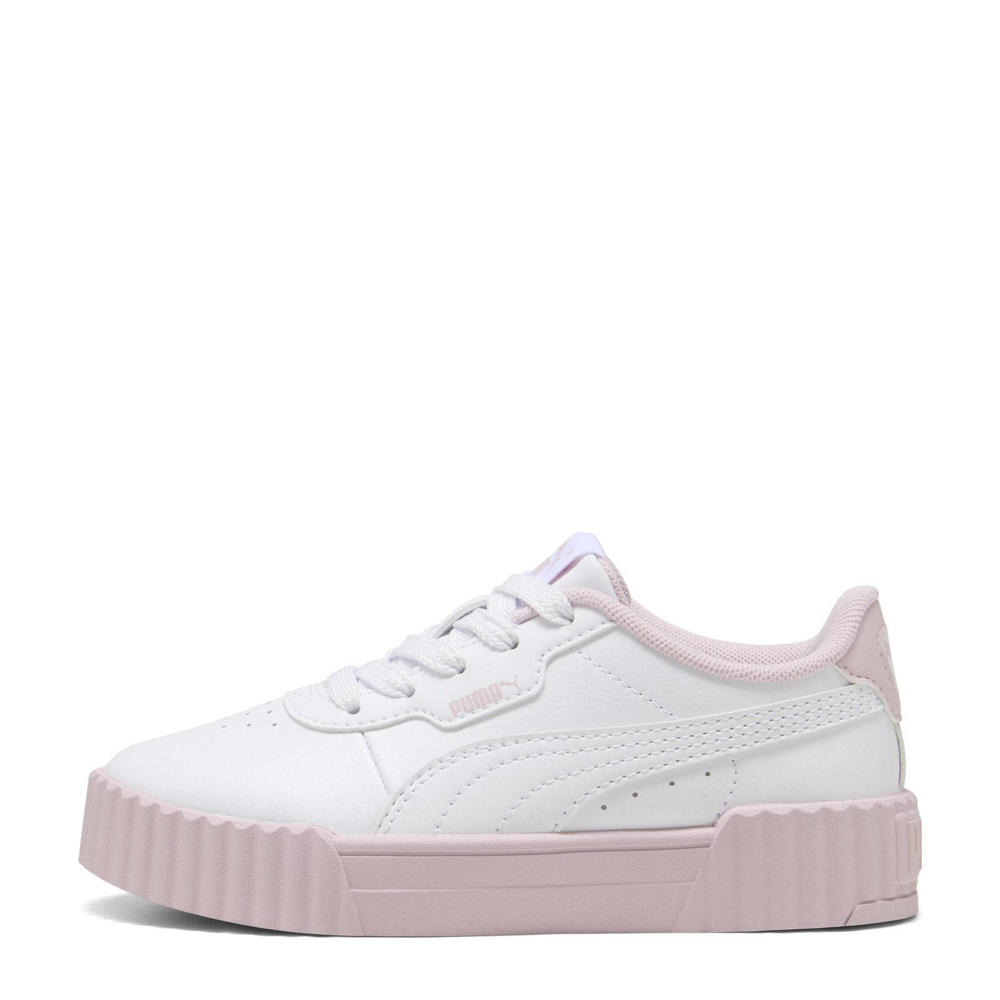 Wit en roze jongens en meisjes Puma Carina 3.0 Cutie PS sneakers van imitatieleer/voering: mesh/voetbed: eva met veters