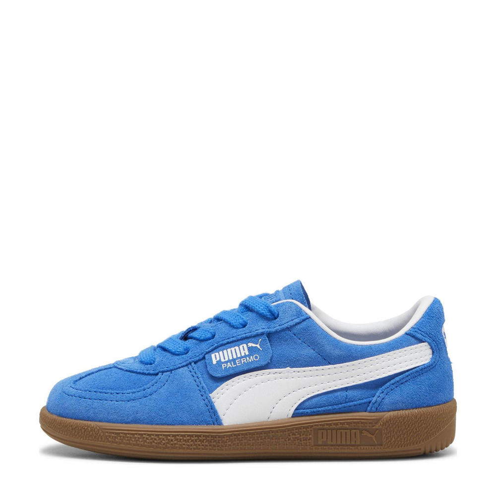 Kobaltblauw en witte jongens en meisjes Puma Palermo sneakers van leer/voering: mesh/voetbed: eva met veters