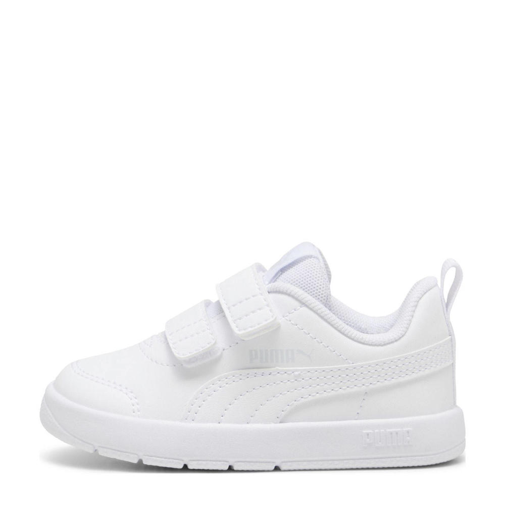 Wit en zilverkleurige jongens en meisjes Puma Courtflex V3 sneakers van imitatieleer/voering: mesh/voetbed: eva met klittenband en effen