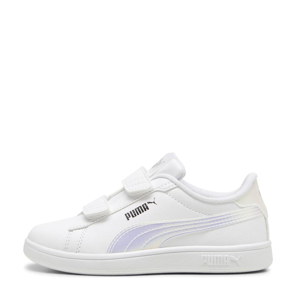 Wit, lila en zilverkleurige jongens en meisjes Puma Smash 3.0 Holo sneakers van imitatieleer/voering: mesh/voetbed: eva met klittenband
