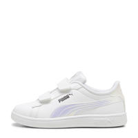 thumbnail: Wit, lila en zilverkleurige jongens en meisjes Puma Smash 3.0 Holo sneakers van imitatieleer/voering: mesh/voetbed: eva met klittenband