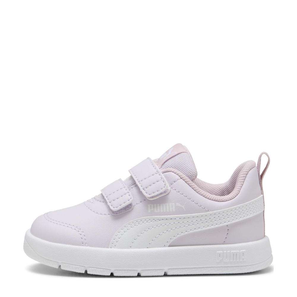 Lila, wit en roze jongens en meisjes Puma Courtflex V3 sneakers van imitatieleer/voering: mesh/voetbed: eva met klittenband en effen