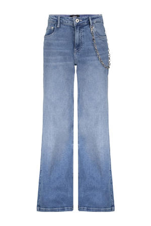 wide leg high waist jeans medium blue denim