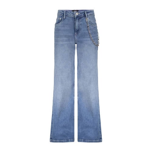 Frankie&Liberty wide leg high waist jeans medium blue denim Blauw Meisjes Stretchdenim