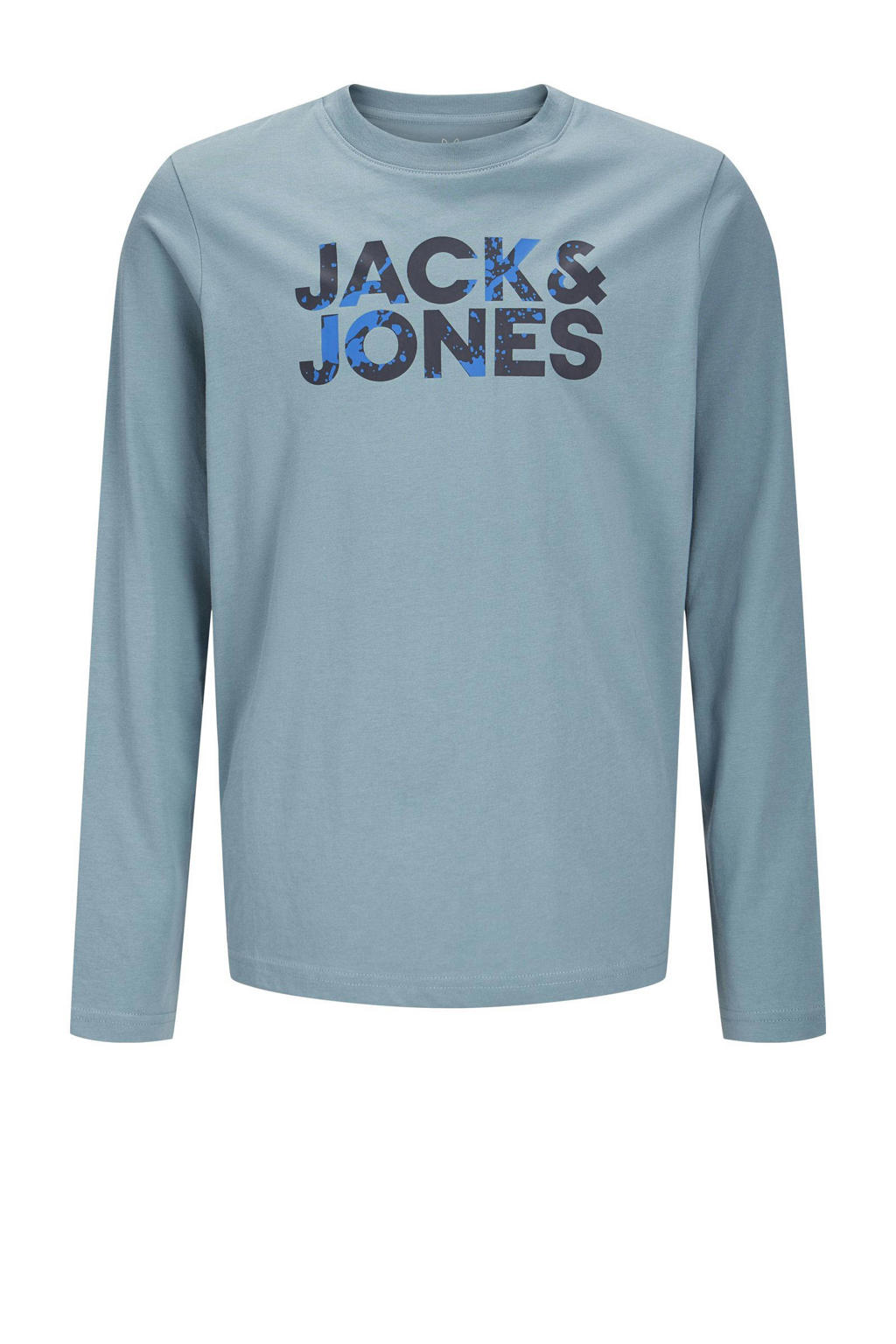 Lichtblauwe jongens JACK & JONES JUNIOR longsleeve van katoen met lange mouwen en ronde hals