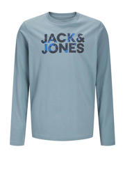 thumbnail: Lichtblauwe jongens JACK & JONES JUNIOR longsleeve van katoen met lange mouwen en ronde hals