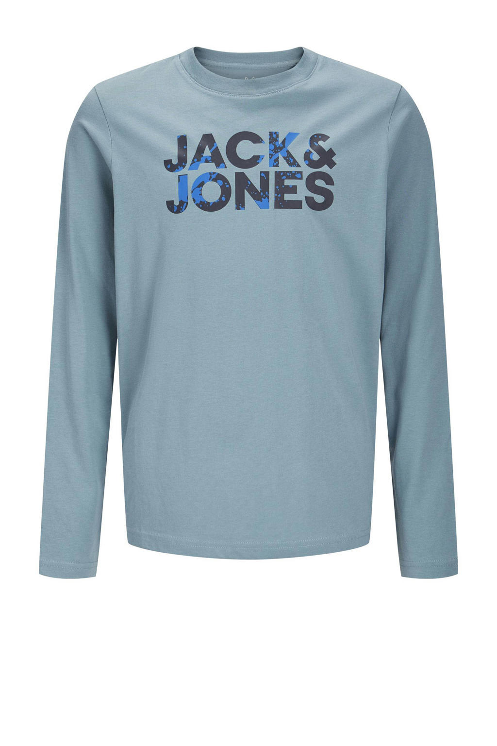 Lichtblauwe jongens JACK & JONES JUNIOR longsleeve van katoen met lange mouwen en ronde hals
