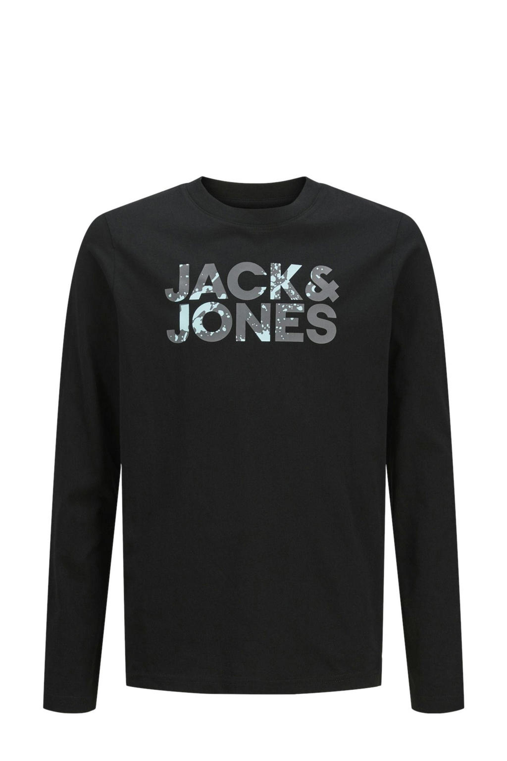 Zwarte jongens JACK & JONES JUNIOR longsleeve van katoen met lange mouwen en ronde hals