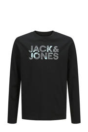 thumbnail: Zwarte jongens JACK & JONES JUNIOR longsleeve van katoen met lange mouwen en ronde hals