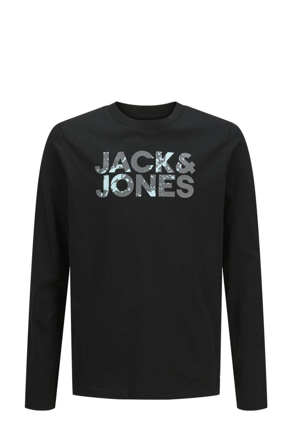 Zwarte jongens JACK & JONES JUNIOR longsleeve van katoen met lange mouwen en ronde hals
