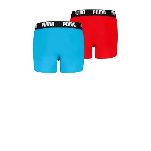 Puma boxershorts - set van 2 lichtblauw/rood Jongens Stretchkatoen Effen