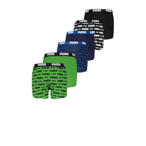 Puma boxershorts - set van 6 groen/blauw/zwart Multi Jongens Stretchkatoen