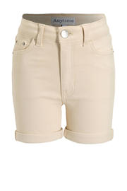thumbnail: Ecru meisjes anytime short van denim met regular waist, rits- en knoopsluiting en effen