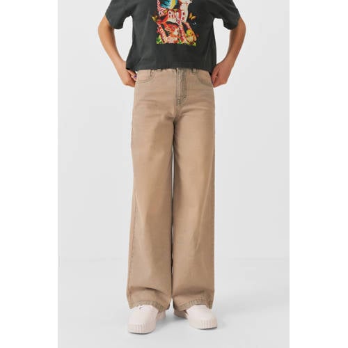 Coolcat wide leg jeans Lola overdye Beige Meisjes Denim Effen