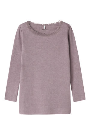 ribgebreide longsleeve NMFKAB licht aubergine