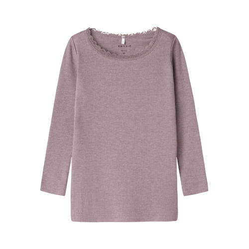 NAME IT MINI ribgebreide longsleeve NMFKAB licht aubergine Paars Meisjes Stretchkatoen Ronde hals - maat 86 afbeelding