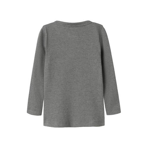 NAME IT MINI longsleeve NMFKAB grijs Jongens Stretchkatoen Ronde hals Gemêleerd