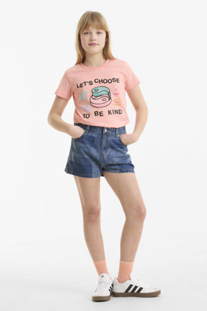 denim patchwork short Jill blauw