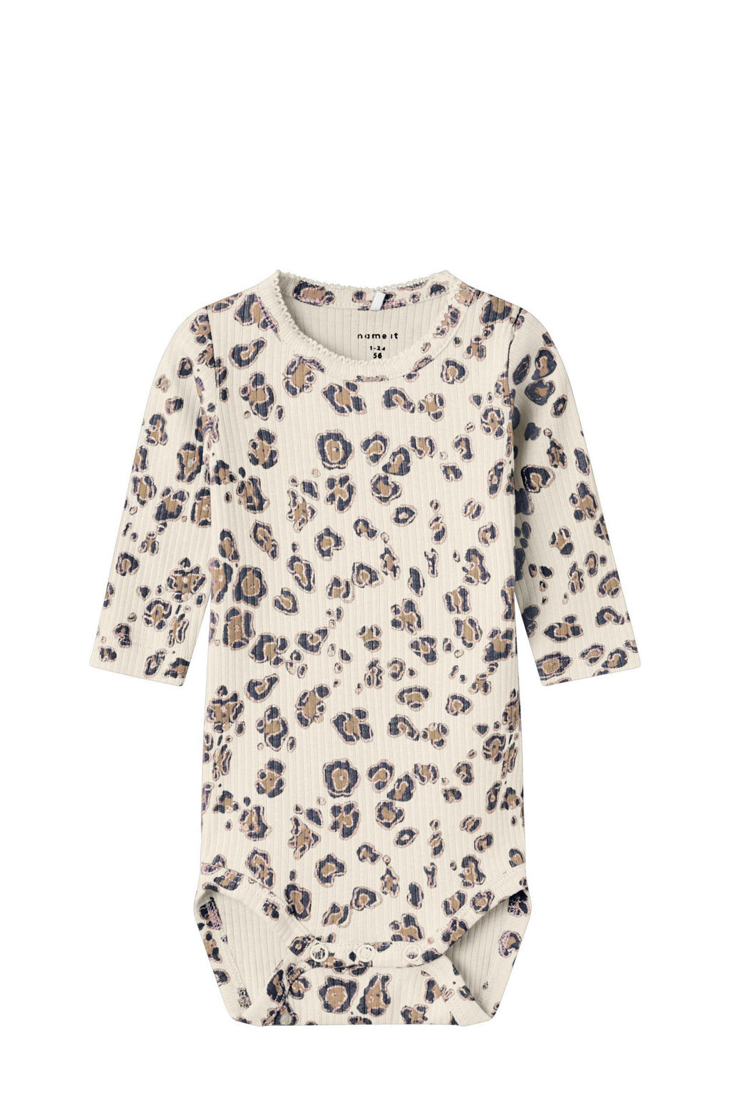 NAME IT BABY romper NBFSOLVEG ecru/lichttbruin/zwart