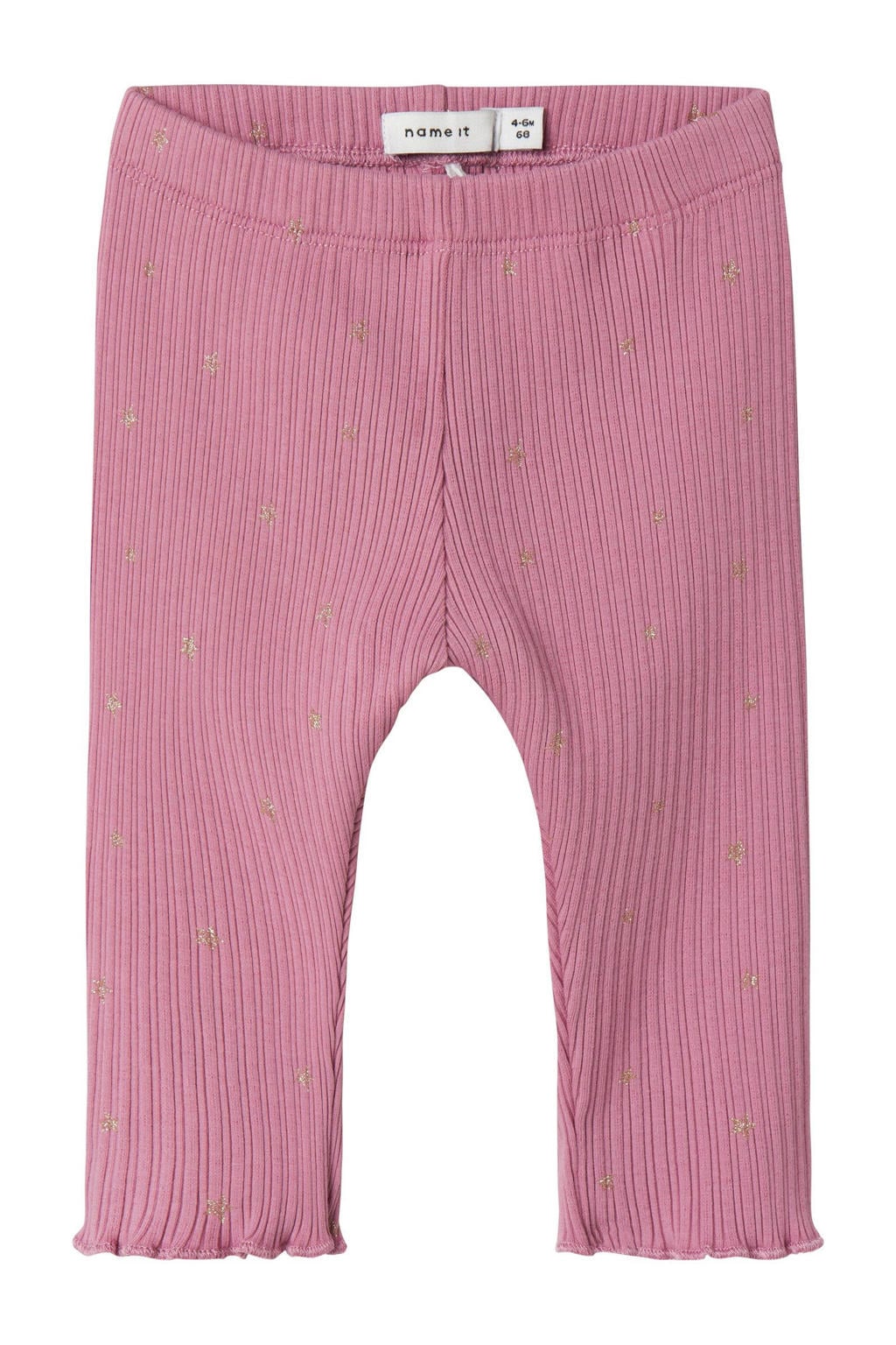 Roze en gouden meisjes NAME IT BABY legging glitter van katoen met regular fit, elastische tailleband en effen